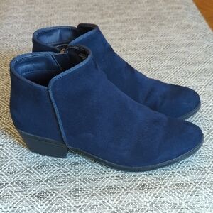 DUNES Easton Navy Sleek Faux Suede Ankle Bootie